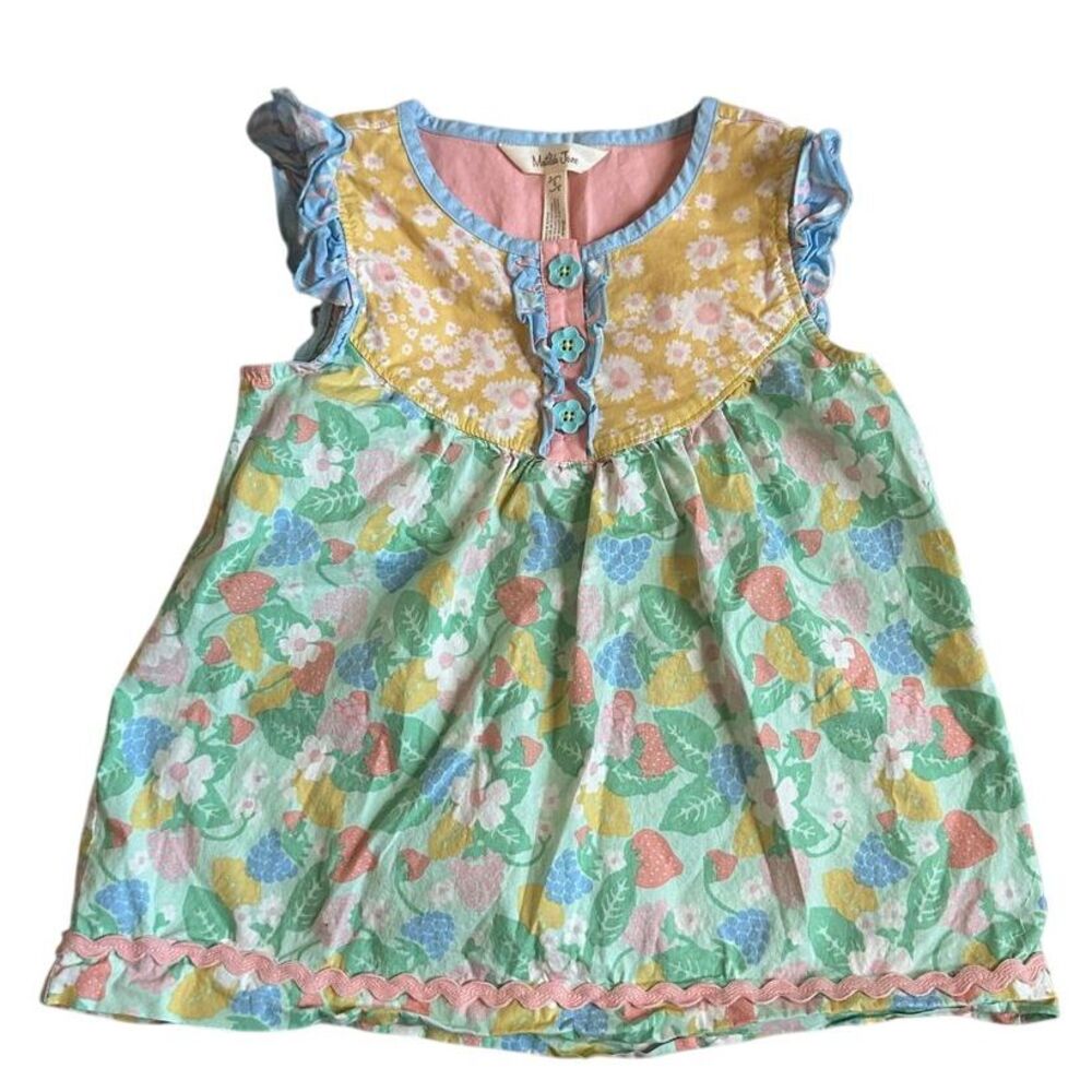 Matilda Jane Tunic Youth Girl 6 Raspberry Strawberry Fruit Floral Top‎ Ruffle